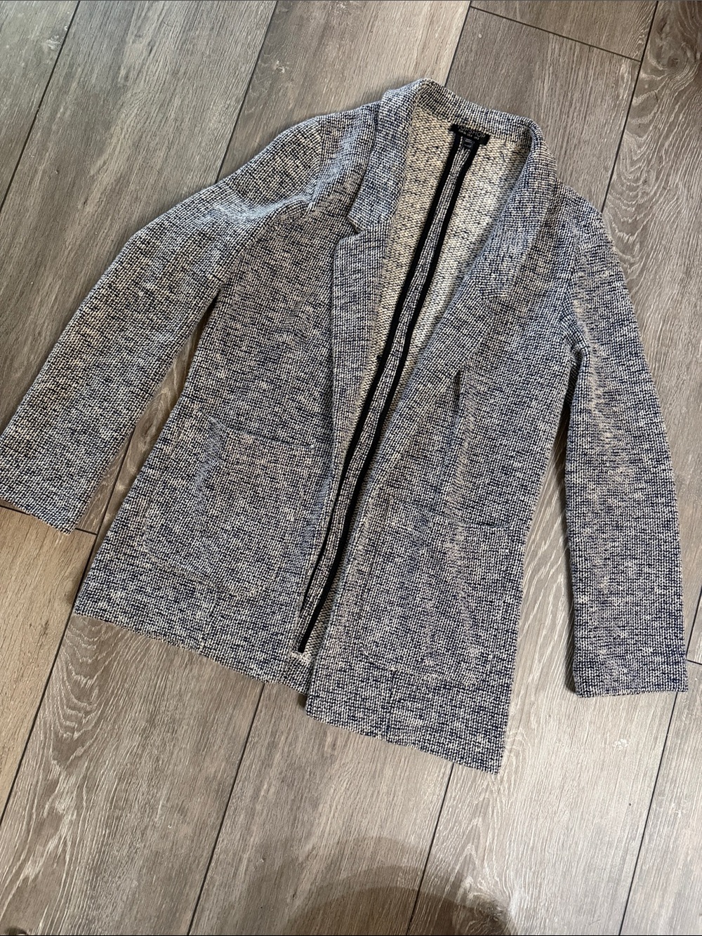 Topshop Gray Knit Open-Front Blazer
